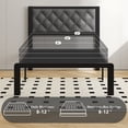 thumbnail image 6 of Bed Frame with Headboard Linen Upholstered, All Metal Slats Support Platform, Twin, Grey, 6 of 7