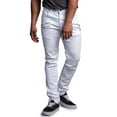 thumbnail image 5 of Victorious Men's Coated Slim Fit Moto Pants Biker Jeans - White - 30/30, 5 of 6