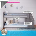 thumbnail image 2 of Max & Lily Solid Wood Twin over Twin Low Bunk Bed for Kids with Staircase, Grey, 2 of 12
