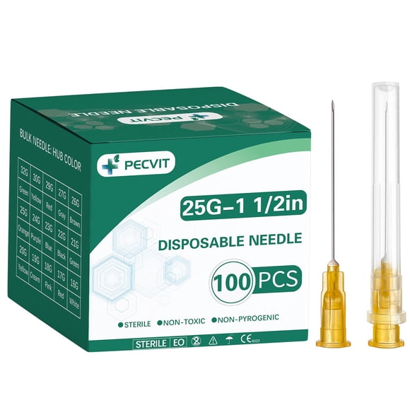 Agujas Garfily 25G 3,8 cm Luer Lock, paquete de 100