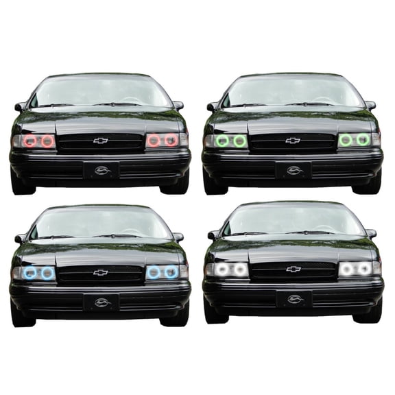 Flashtech LED RGB Multi Color Halo Ring Headlight Kit for Chevrolet Impala 91-96 V.3 Fusion Color Change