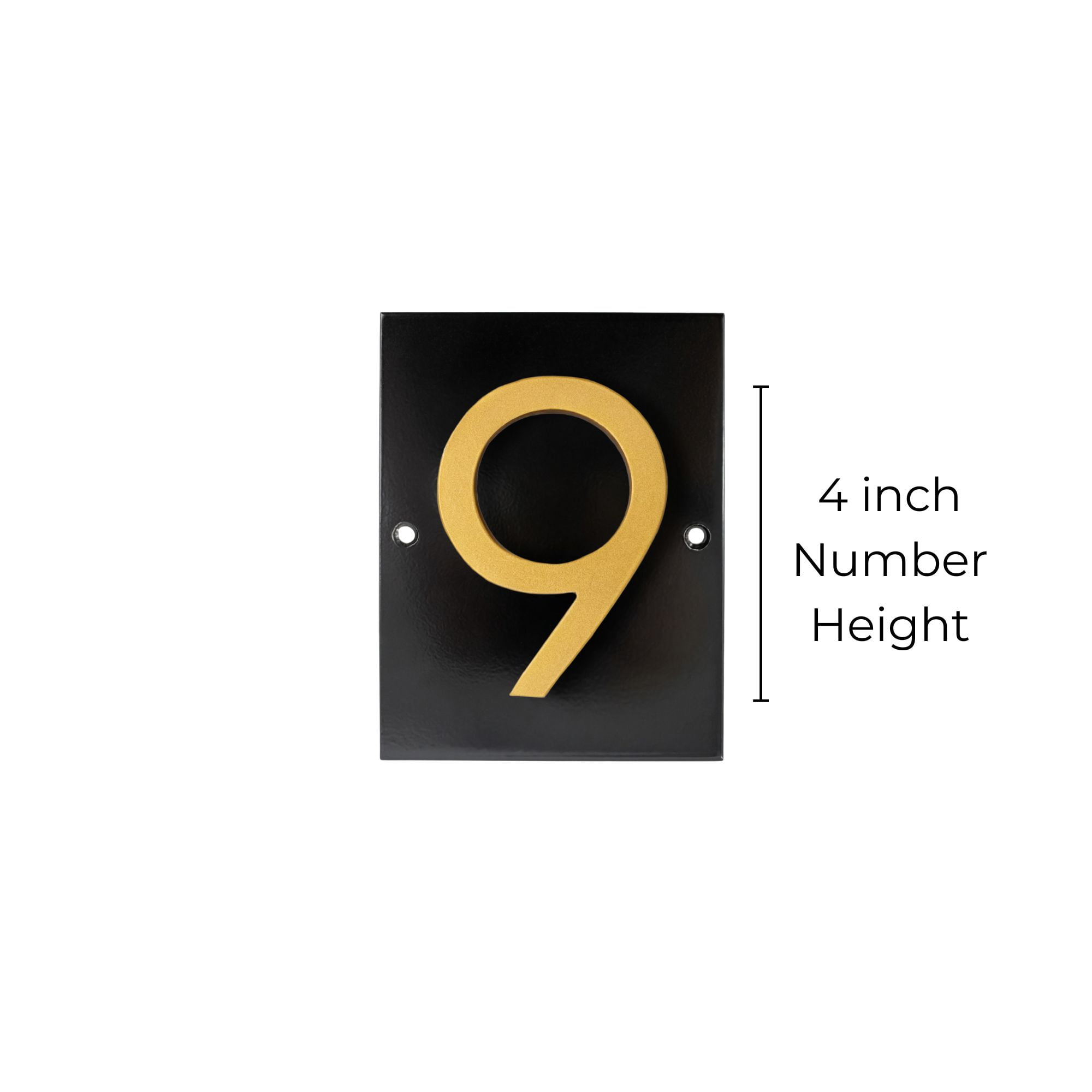 Floating Modern 4" Number Horizontal Address Plaque (1 character) - Black/Gold