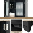 thumbnail image 6 of Gymax Bathroom Tall Storage Cabinet Linen Tower w/ Glass Door & Adjustable Shelf Black, 6 of 10