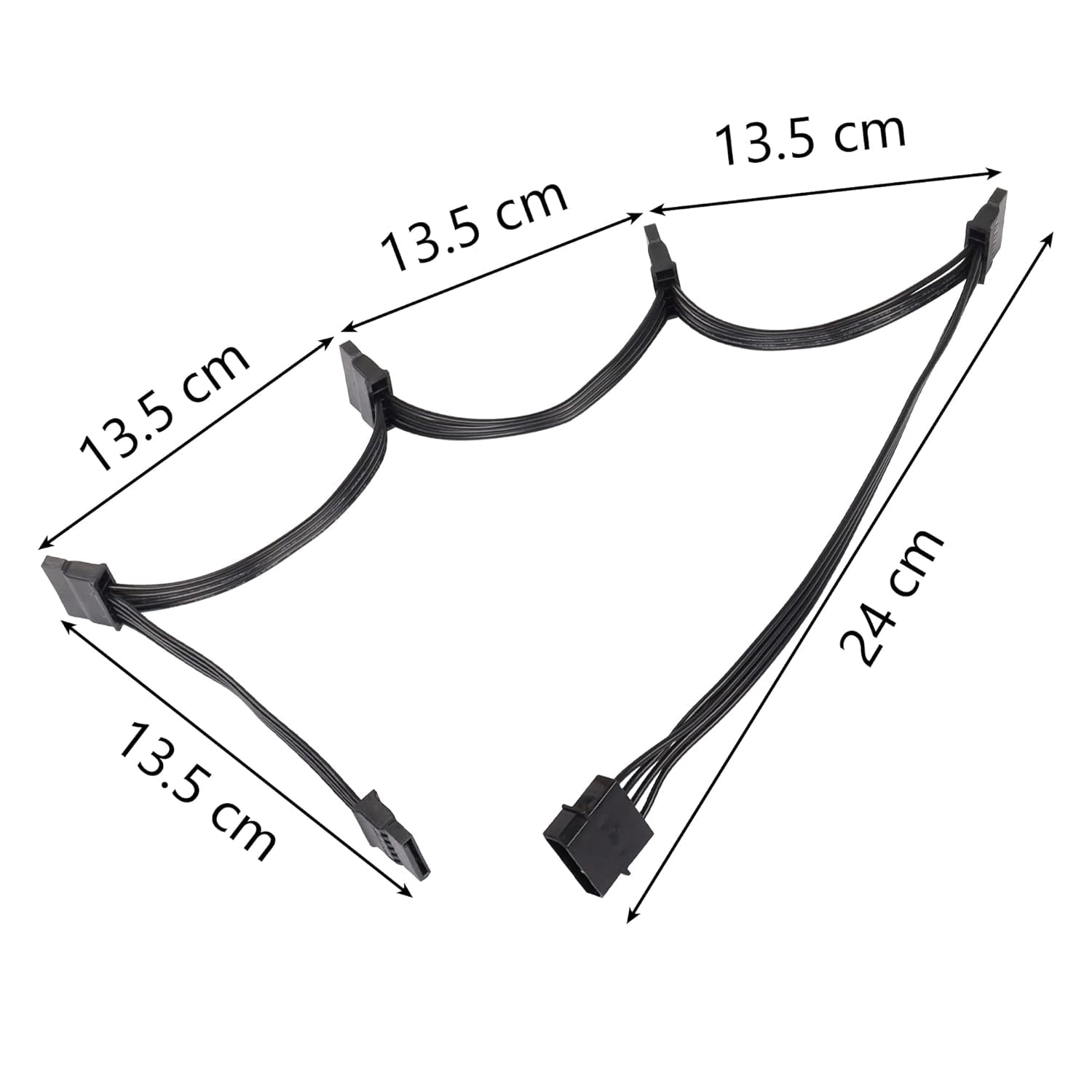 HRTGFD-IDE to SATA Power Splitter Cable, LP4 4 Pin Male to 5 SATA Female Power Extension Hard Drive Cable,for HDD SSD and Optical Drives 18AWG-24cm