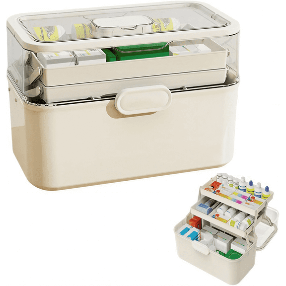 DOLIZU Daily Use Pill Organizer, 3 Compartment, Easy to Open, Large Capacity, Portable, White, 1 Pack