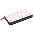 thumbnail image 3 of Leather Wallet 8 X 4.3 In Comfortable Light Waterproof And Durable Zipper Design Easy To Carry Watercolor Pink Ribbon Pattern With Hearts And Stars, 3 of 8
