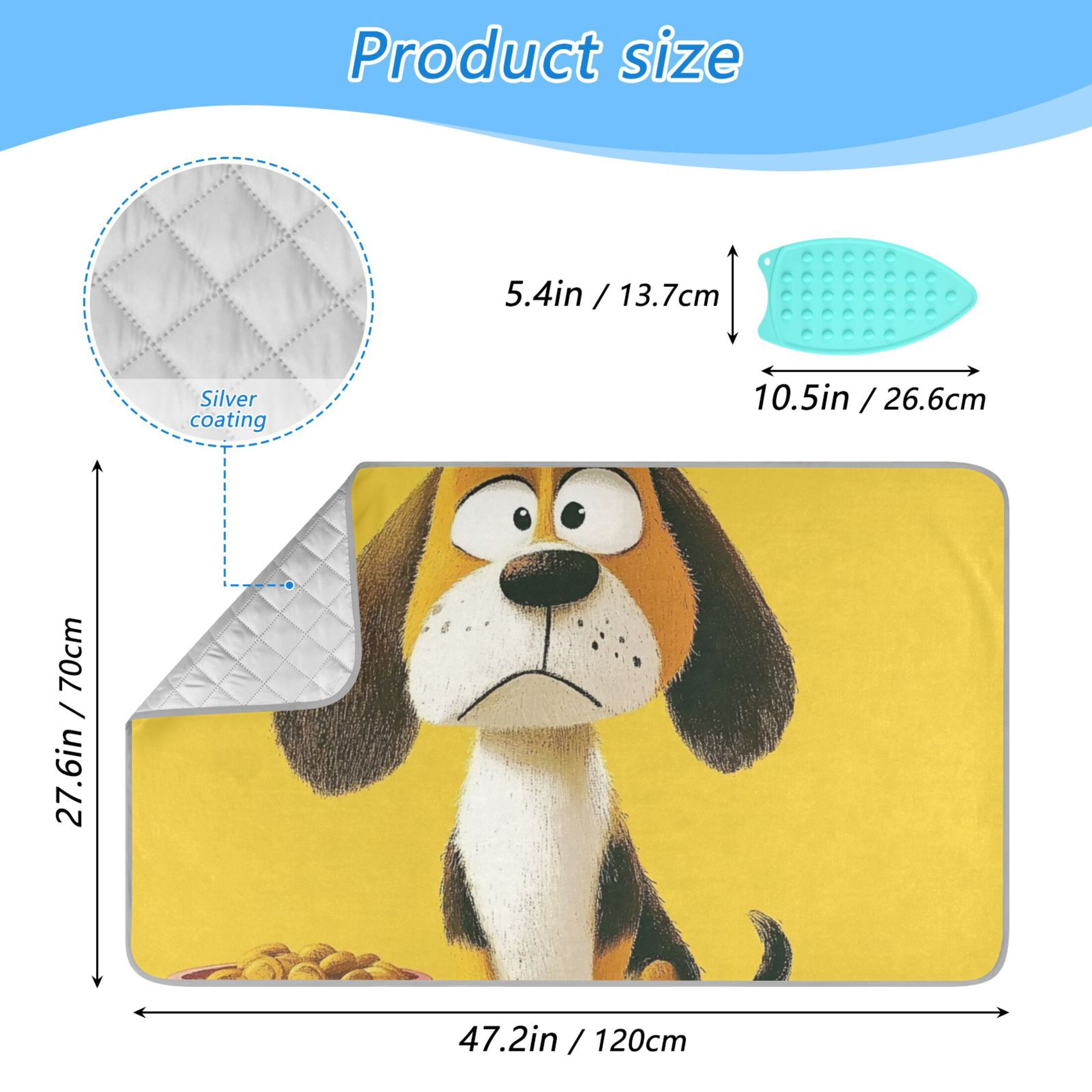 Sad Dog Waiting for Food Ironing Mat Blanket for Table Top Travel Portable Ironing Board Pad 47.2x27.6 Inch
