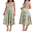 thumbnail image 3 of Femmes Été Robe Sans Manches Spaghetti Sangle Côté Fente V Cou Midi Robes Moulantes, 3 of 6