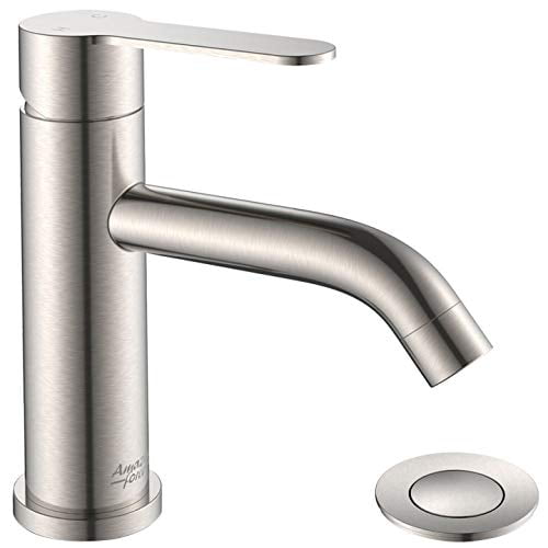 AMAZING FORCE Single Handle Bathroom Faucet Brushed Nickel Bathroom Sink Faucet Single Hole with Pop Up Drain Assembly