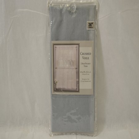 Crushed Voile Sheer 36 Inch Rod Pocket Window Curtain Panel In Spa