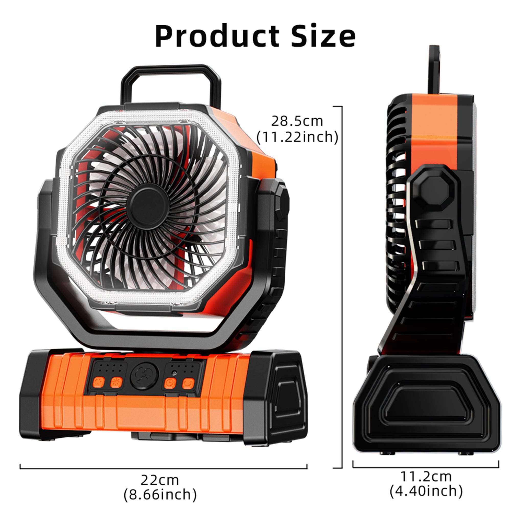 Acpouw Camping Fan with LED Lantern - 9 Inch Tent Fan, 20000mAh (60 Hour) Battery Fan, Self-Oscillating Cordless Fan, Tent Fan with Remote, 4 Speed, 4 Timers for Outdoor Camping