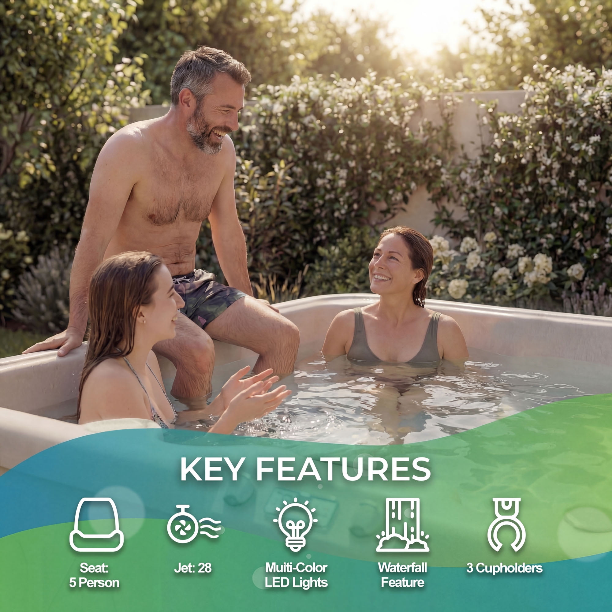 Lifesmart Spas Bahama 5 Person 28 Jet Plug and Play Sand Spa