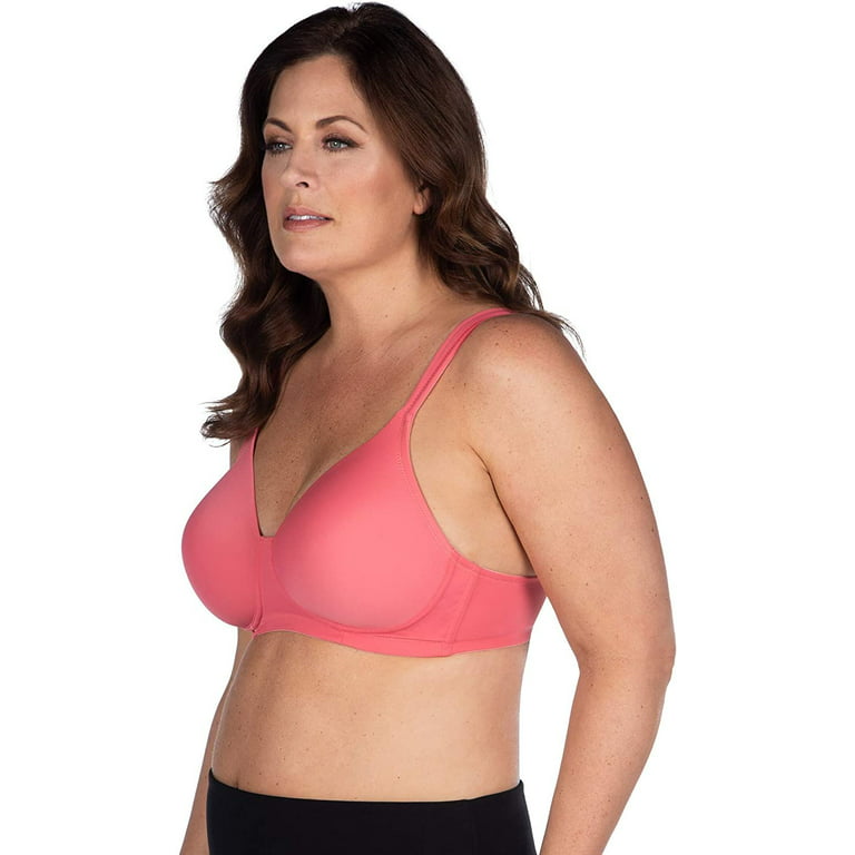 LEADING LADY Women's Plus-Size Wireless Padded T-Shirt Bra, Sun Kissed  Coral, 44G