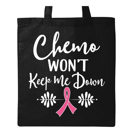 T Cancer Awareness Pink Ribbon Chemo Support Tote Bag Black One Size