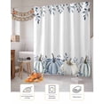 thumbnail image 7 of Fall Shower Curtain White Blue Pumpkin Bathroom Curtains with Hooks, Waterproof Fabric Floral Eucalyptus Leaves Thanksgiving Bath Shower Curtains Set for Bathroom Bathtubs Decor 36x72 Inch, 7 of 7