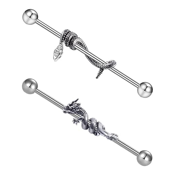 14G Stainless Steel Industrial Barbell Cartilage Earring Industrial Piercing Bar Body Piercing Jewelry for Women and Men 2PCS