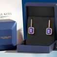 thumbnail image 5 of Gem Stone King 5.56 Ct Emerald Cut Blue Tanzanite 18K Rose Gold Plated Silver Earrings, 5 of 6