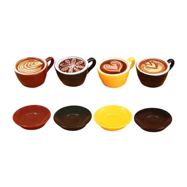 Juego de taza de café, minijuego de comida, kit de bricolaje, minicasa de muñecas, utensilios de cocina, decoración de escritorio, juguete de comida en miniatura para niños, 8 piezas