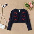 thumbnail image 2 of Zshosam Baby Girl Cardigan Sweaters Girls Cardigan Sweater School Uniforms Button Long Sleeve Knit Tops Size 1T 2T,(Navy 1-2 Years), 2 of 5