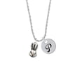 thumbnail image 2 of Delight Jewelry Antiqued Bunny Head Silvertone Script Initial Disc - P - Charm Necklace, 20"+3", 2 of 4