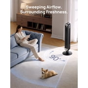 DREO 42 Tower Fans for home, Standing Bladeless Fan with Remote, 90° Oscillating Fan with LED Display, 12H Timer, 6 Speeds, 4 Modes, 26 ft/S High Velocity, 28dB Ultra Quiet Bedroom Fans