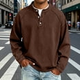 thumbnail image 2 of T-Shirts for Man, Vintage Distressed Long Sleeve Button Up Denim Pullover, Mens Vintage Henley Shirts with Button Placket for Casual, 2 of 6