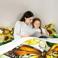thumbnail image 4 of jejeloiu Chic Butterflies 7pcs Bedding Comforter Set,Sunflower Floral Queen Bedding Sets,Green Yellow Queen Sheet Sets For Kids,Luxury Bedroom Decor, 4 of 8