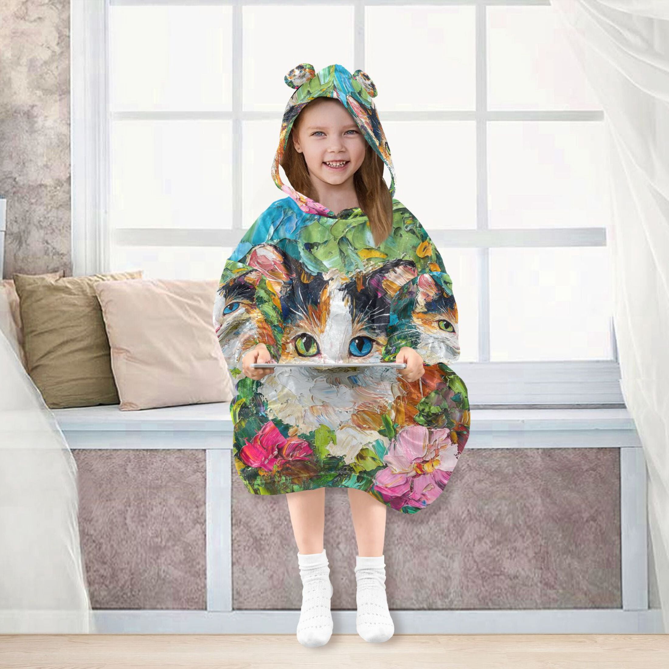 YAZAOO Kids Wearable Blanket Hoodie Warm and Cozy Eyes Of Enchantment Flannel Sweatshirt