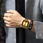 Crrju Watch Men Top Brand Luxury Square Golden Casual Slim Mesh Steel Wrist Watch Relogio Masculino - Quartz Wristwatches
