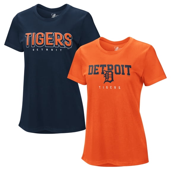 Women's G-III 4Her by Carl Banks Navy/Orange Detroit Tigers Two T-Shirt Combo Pack