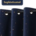 thumbnail image 4 of Cortinas opacas con estrellas para habitación de niños, niños y niñas, con estrellas plateadas centelleantes, con aislamiento térmico, lindas, gruesas, suaves, con ojales en la parte superior, 1 panel, 52 pulgadas de ancho x 63 pulgadas de largo, azul marino/bronce52 x 63 pulgadas, 4 of 5