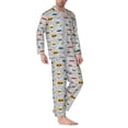 thumbnail image 2 of Honeii Hello Pattern Mens Pajamas Set,2pcs Men's Lounge Long Sleeve Sleep Shirt and Pajama Bottoms Sleepwear Set,Mens Pjs Sets-Large, 2 of 7