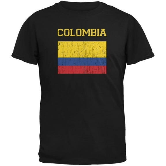 World Cup Distressed Flag Colombia Black Youth T-Shirt - Youth X-Large