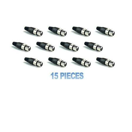 15 pcs 3 Pin XLR Professional Audio Female Cable Connector Nickel Finish