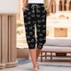 thumbnail image 5 of Mujeres Capri Pantalones Elástico Corbata Cintura Suelta Ajuste con Bolsillos, Casual Y Cómodo Pantalones de Cintura Elástica para las Mujeres, 5 of 6