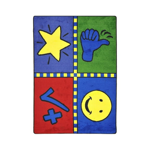 Joy Carpets 1407C Motivation Mat 5 ft.4 in. x 7 ft.8 in. WearOn Nylon Machine Tufted- Cut Pile Educational Rug