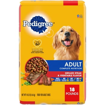 Pedigree Complete tion Grilled Steak & Vegetable Flavor Dry Dog Food for Adult Dog, 18 lb. Bag