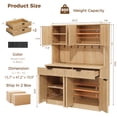 thumbnail image 2 of Hijob 71" Tall Fluted Pantry Cabinet Storage with 47.2" Wide Coffee Bar, Kitchen Buffet Hutch with LED Light and Charging Station, Microwave Shelf, Drawers, Natural, 2 of 8