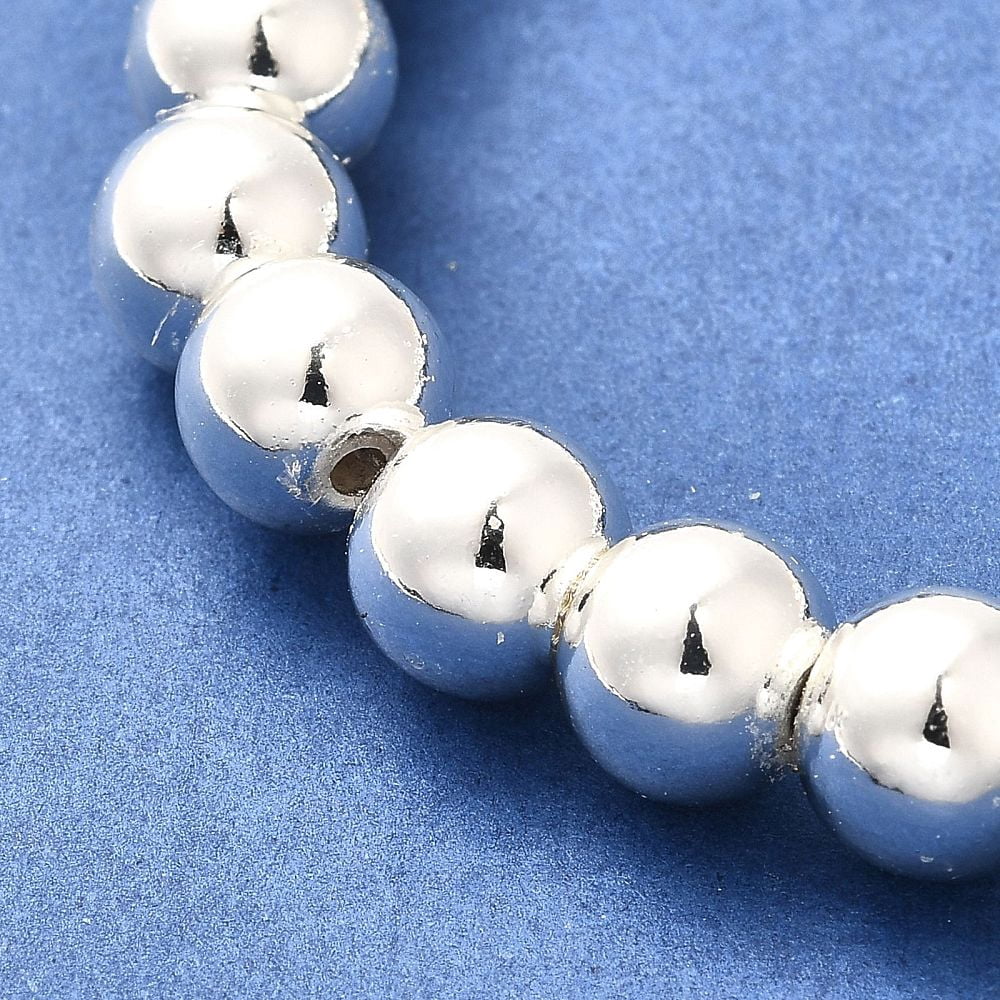 Electroplated Magnetic Hematite Beads Strands Grade AAA Round Silver Plated 8mm Hole: 1.4mm about 56pcs/strand 15.75 inch(40cm)