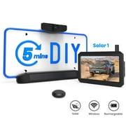 AUTO-VOX Solar Powered Wireless Backup Camera, 5 Mins DIY Installation 5" HD Monitor with Solar License Plate Rear View Backup Camera Night Vision