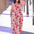 thumbnail image 1 of SMihono Robe Maxi Bohème d'Été pour Femmes Grande Taille Mode Féminine Col Rond Sans Manches Robe Imprimée de Plage, 1 of 7