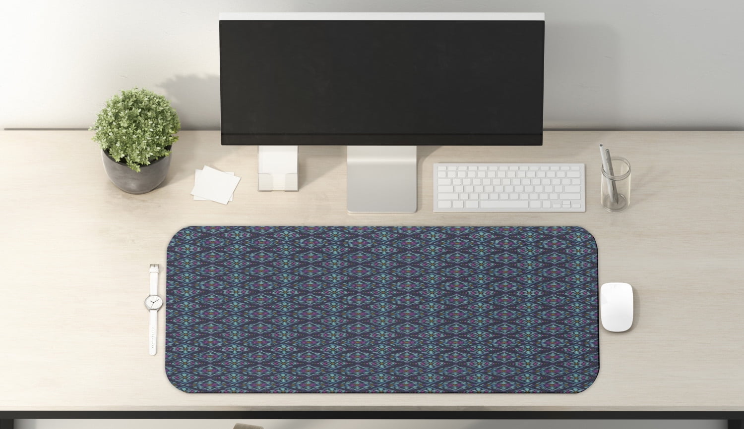 Ambesonne Tribal Computer Mouse Pad, Ethnic Native American Bohemian Style Geometric Funky Forms Pattern, Rectangle Non-Slip Rubber Mousepad X-Large, : Ambesonne Antlers Mouse Pad, Tribal Deer Head Shadow