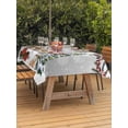 thumbnail image 2 of Outdoor Tablecloth with Umbrella Hole and Zipper, Grey Snowman Christmas Rectangle Table Cloth 54x80 Inch Waterproof Tablecloth, Xmas Tree Branch Birds Picnic Table Cover for Patio Camping, 2 of 7