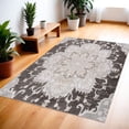 thumbnail image 5 of 4' X 6' Gray and Brown Southwestern Distressed Area Rug, 5 of 7
