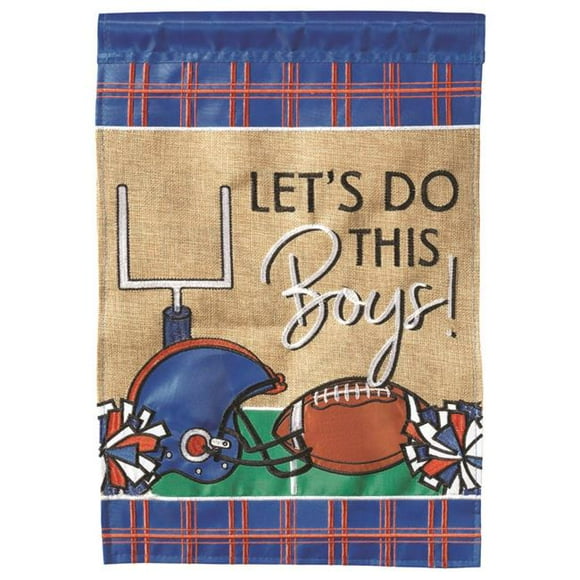 Magnolia Gardens M010079 13 x 18 in. Double Applique Football In Va Navy & Orange Polyester Garden Flag