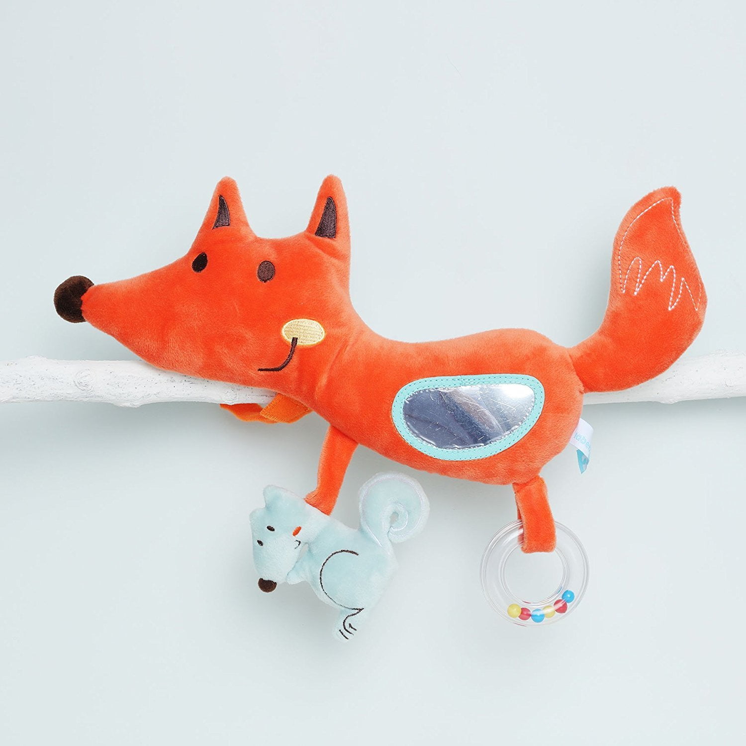 Labebe Soft Hanging Spiral Activity Toy con espejo para cuna y cochecito Orange Fox 