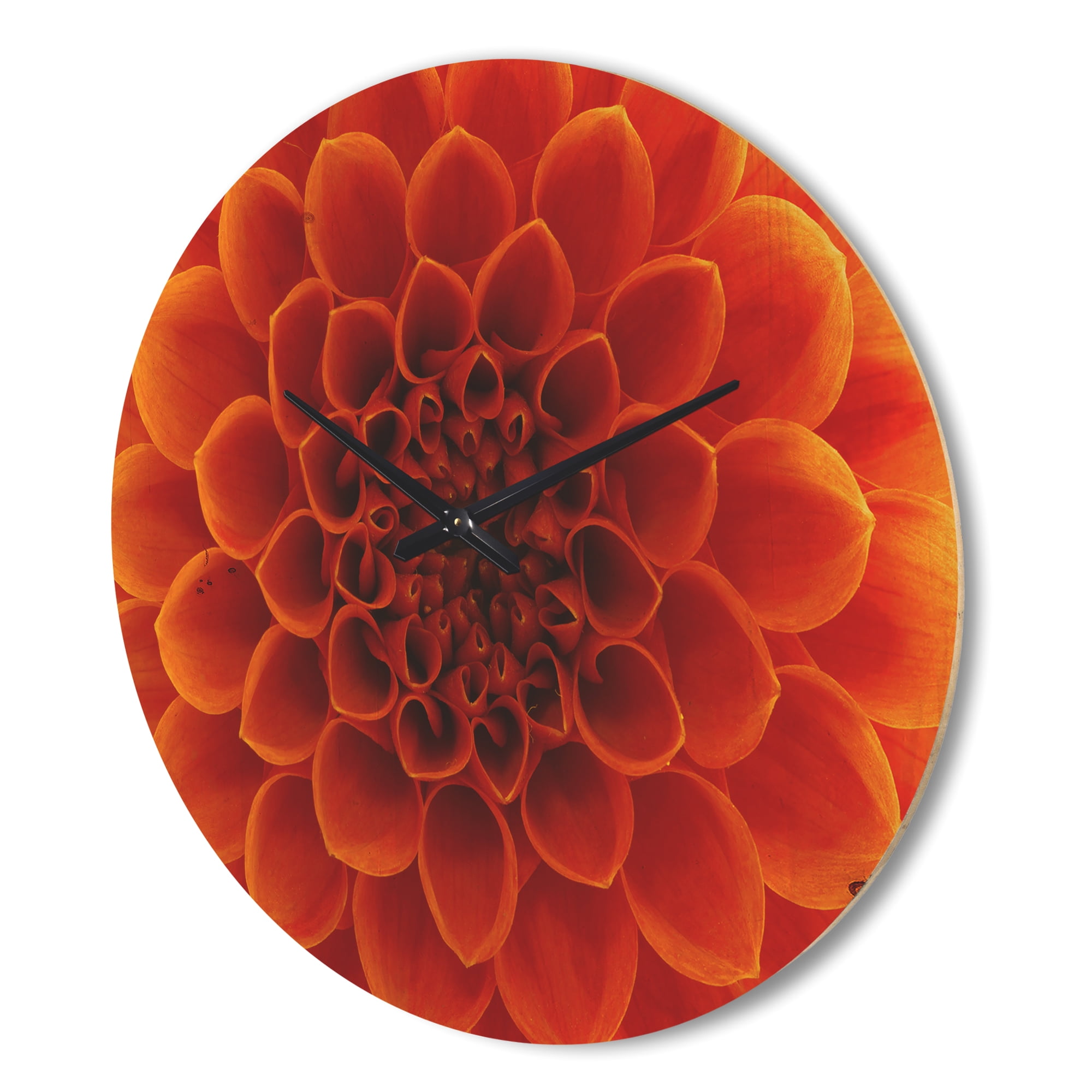 Designart 'Large Dark Red Flower and Petals ' Modern Wood Wall Clock