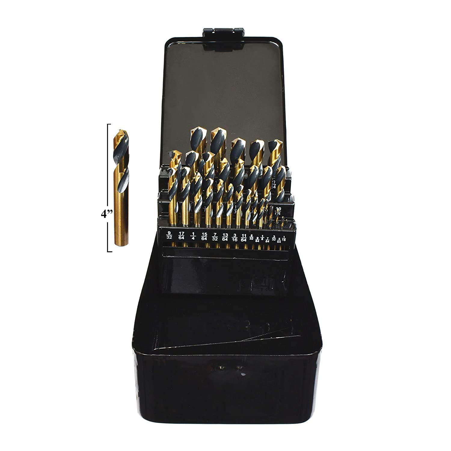 29PC Stubby Industrial Black & Gold Drill Bit Set 135 Degree Split ...