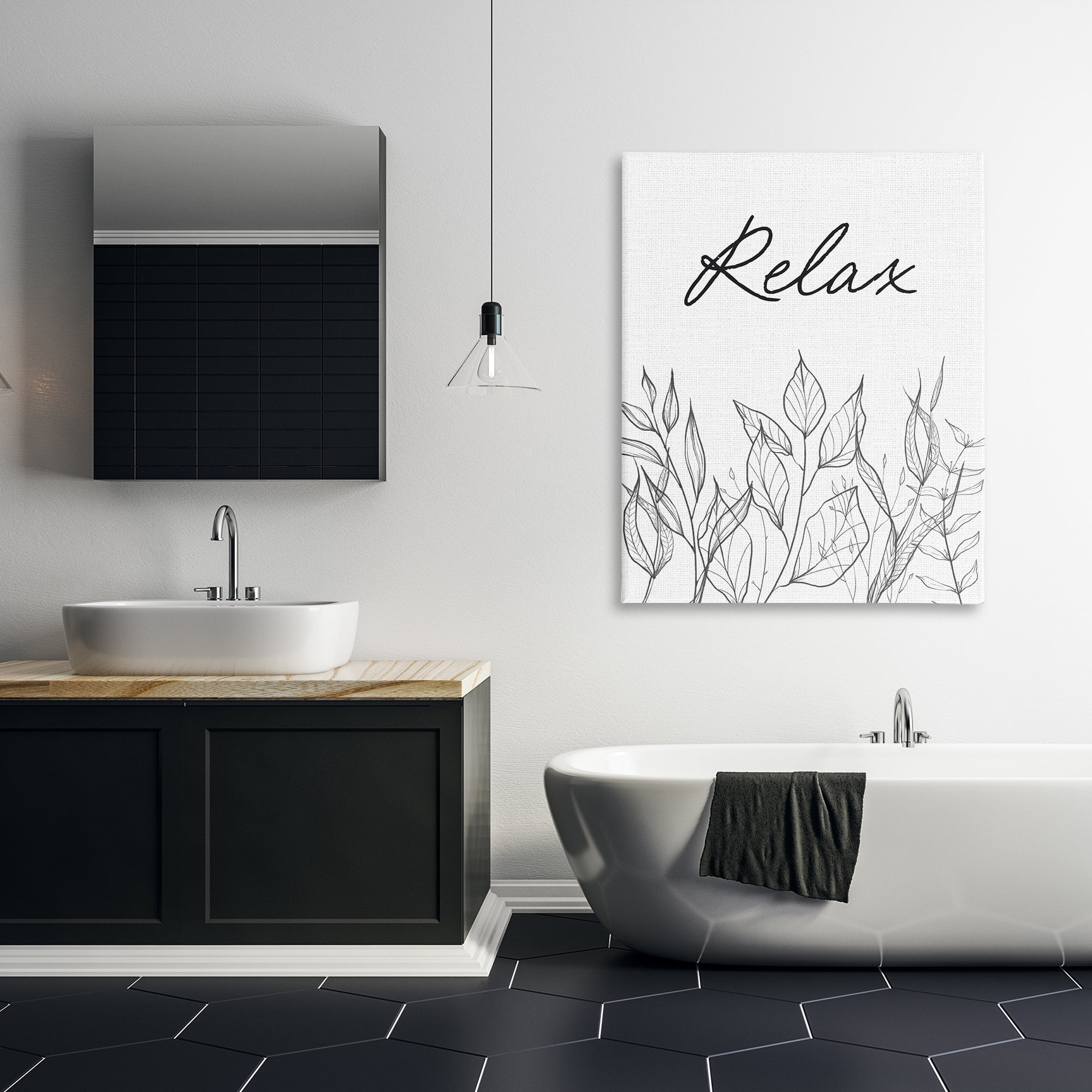 Relax with Leaf Outlines Canvas Wall Art, design by Lettered and Lined