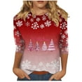 thumbnail image 2 of FDGIU Women's Christmas Graphic Tunic Tops - Soft Long Sleeve Crewneck Blouses with Xmas Tree Prints, Holiday Party Tees, 2 of 6